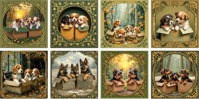 lingette chiots carton vert jaune