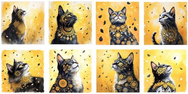 LINGETTE CHAT MANDALA JAUNE