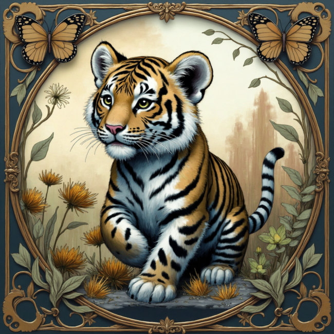 bebe tigre cadre navy papillons