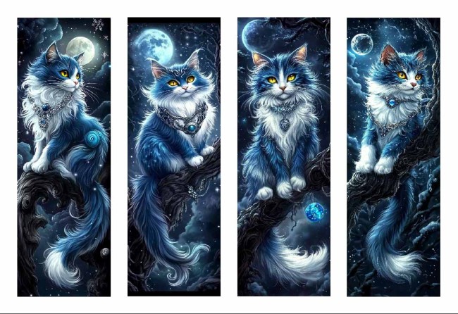 SIGNET CHATS BLEUS BLANCS