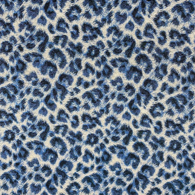 TISSU JACQUARD PANTHERE BLEUE - vendu par 50 cm