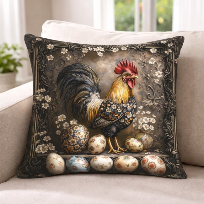 gris coq oeuf coussin