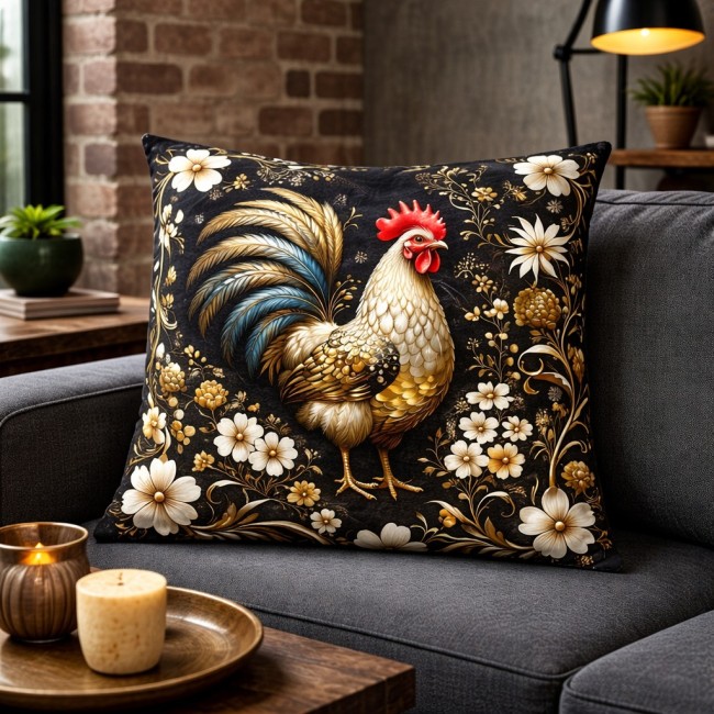 baroque coq coussin