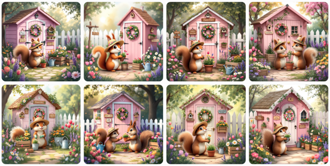 lingette ecureuil cabane jardin rose
