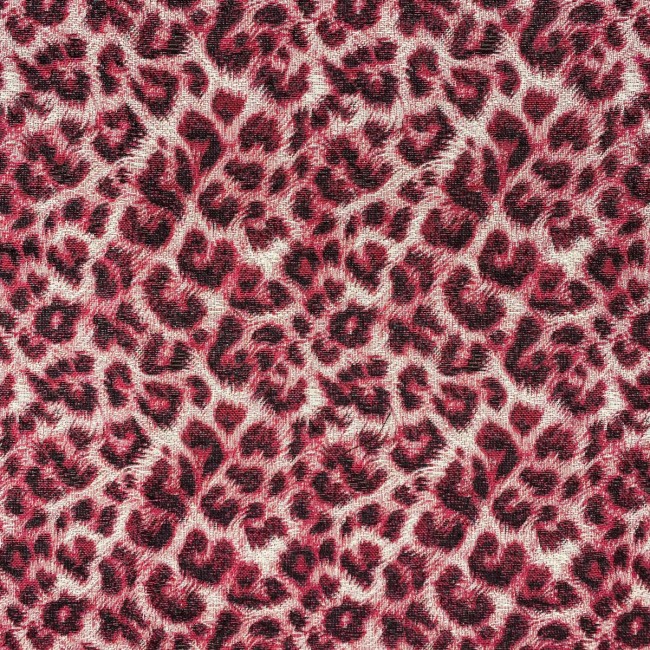 TISSU JACQUARD PANTHERE ROSE - vendu par 50 cm