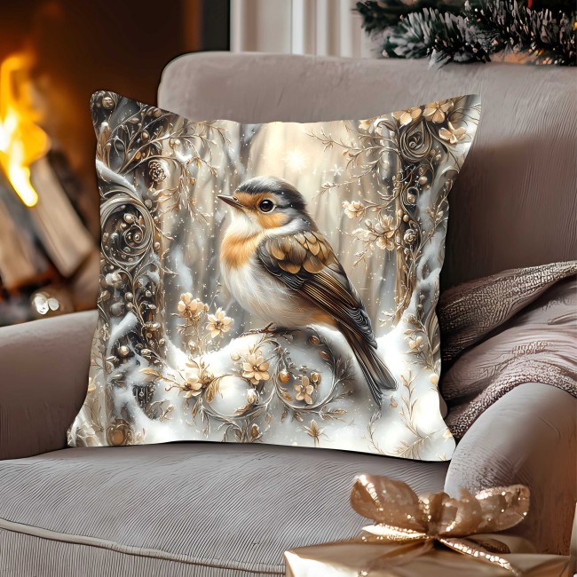 coussin oiseau gold