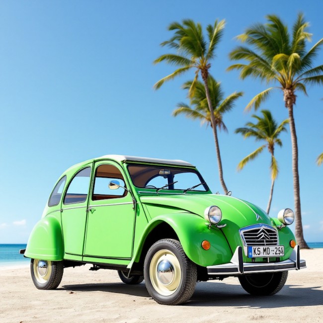 2CV VERTE 3 PALMIERS
