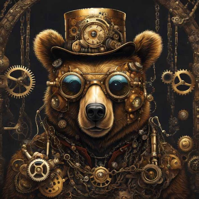 steampunk ours brun lunettes