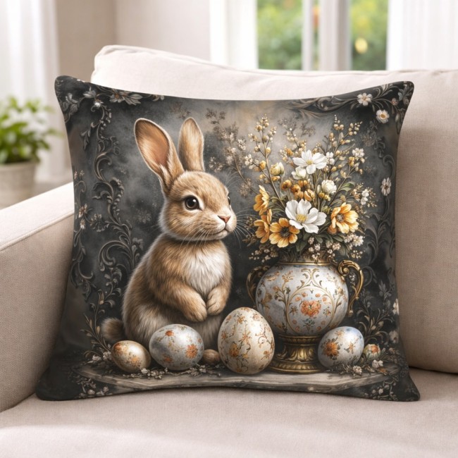 gris lapin oeuf coussin