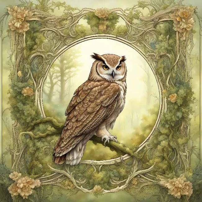 CHOUETTE ART NOUVEAU VERT