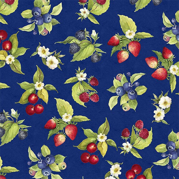 fruits patchwork picnic navy