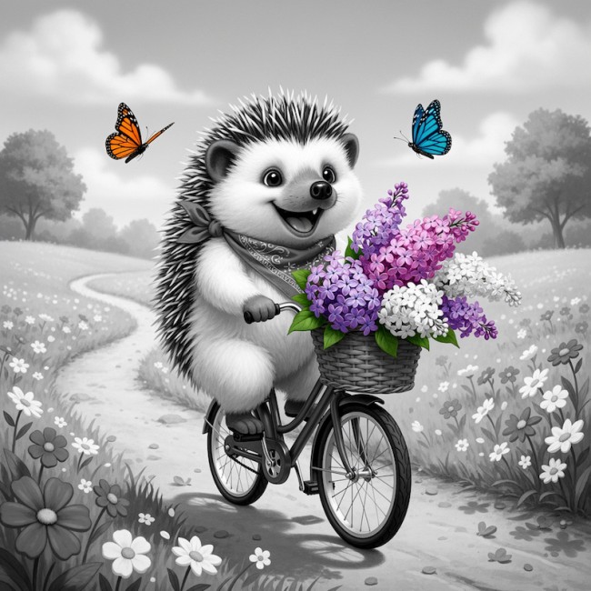 HERISSON VELO LILAS 2 PAPILLONS
