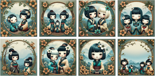 lingettes kokeshis dolls