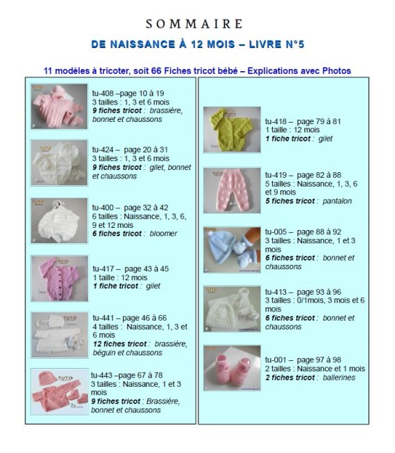 Livre tricot bébé en PDF