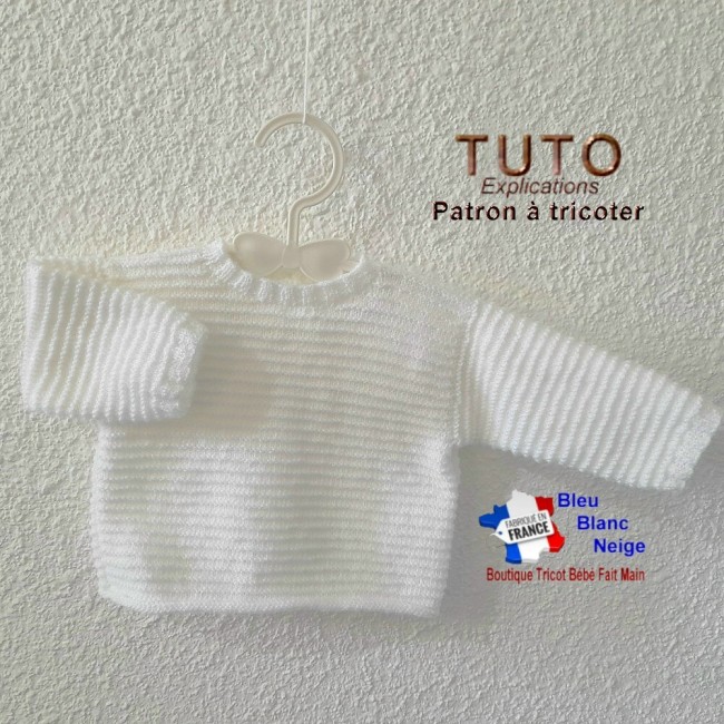 Patron à tricoter - modèle layette tricoté main - tuto tricot bébé Brassière bébé à tricoter