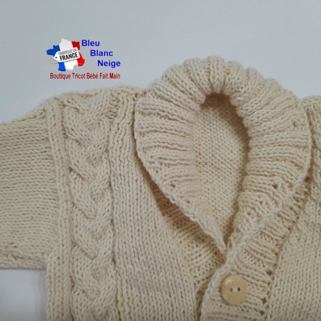 Gilet col chale coton fifty tricot bebe 02 Gilet tricot bébé pas cher