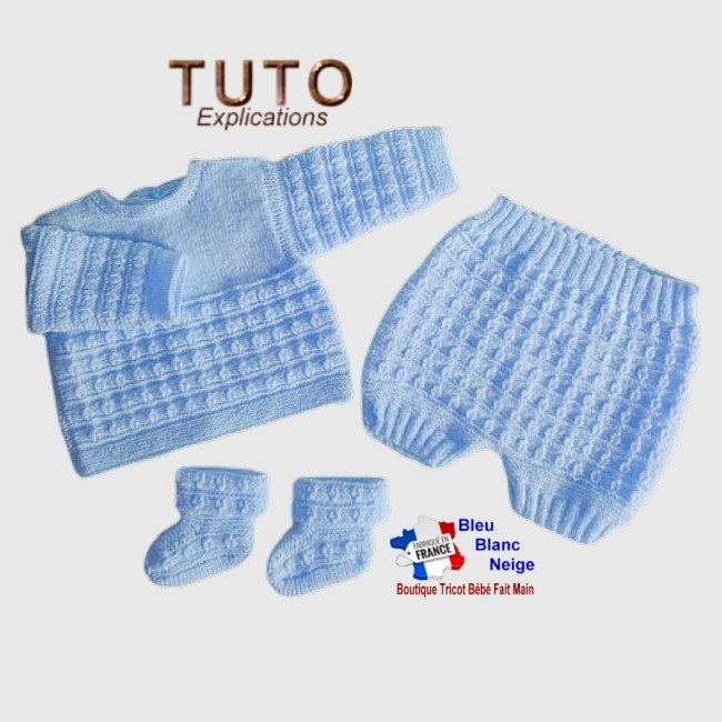 BLEU - 194 modèle layette tricot bébé PDF
