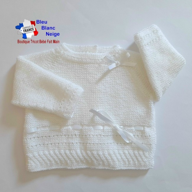 Ensemble tricot bébé 1 mois - Brassière Béguin chaussons - layette tricotée main - cadeau de naissance Ensemble layette bébé tricoté main