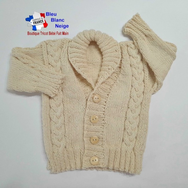 Gilet col chale conton fifty tricot bebe 01 Gilet tricot bébé pas cher