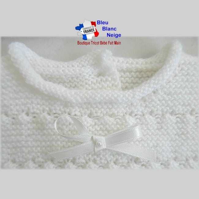 Brassière tricot bébé 1 mois en laine certifiée OEKO-TEX - tricotée main - cadeau de naissance Brassière tricot bébé tricotée main