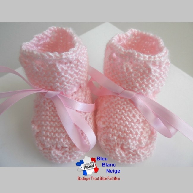 Bonnet chaussons bébé tricotés main