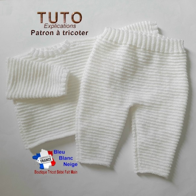 Patron tricot bébé – 3 mois - PDF - ensemble Brassière et pantalon - modèle layette à tricoter - cadeau de naissance Ensemble bébé patron à tricoter
