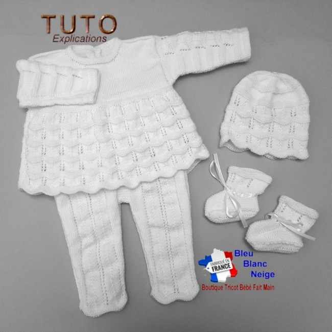 tu-229- Naissance ensemble layette tricot bebe a tricoter 01 Modèle tricot bébé layette à tricoter
