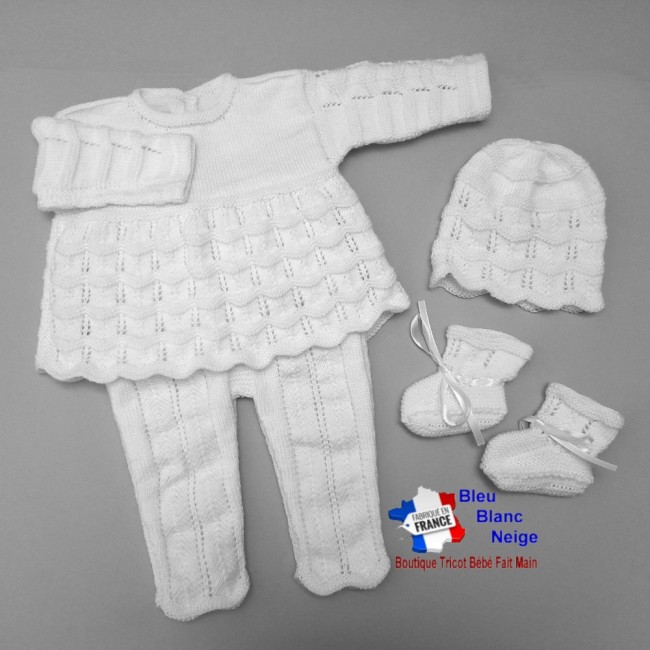 tu-229 - 3 mois ensemble layette tricot bebe a tricoter 01 Ensemble tricot bébé cadeau de naissance