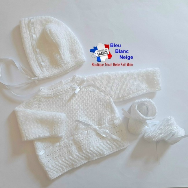 Ensemble layette bébé tricoté main 
