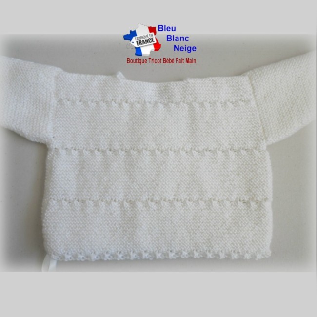 Brassière Bonnet Chaussons bébé 1 mois gris - en laine certifiée OEKO-TEX - tricotés main - modèle layette cadeau de naissance en solde Brassière layette tricotée main