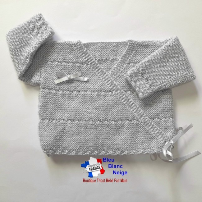 Brassière tricot bébé 3 mois fille - en laine certifiée OEKO-TEX - tricotée main - layette fait main - cadeau de naissance Brassière tricot bébé layette tricotée main