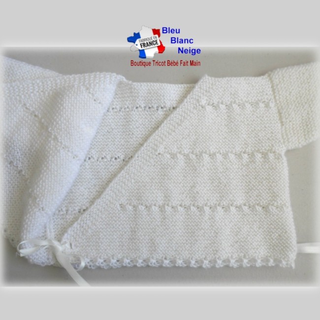 Brassière tricot bébé 3 mois rose Fille en laine certifiée OEKO-TEX - tricotée main - cadeau de naissance Brassière modèle layette tricotée main