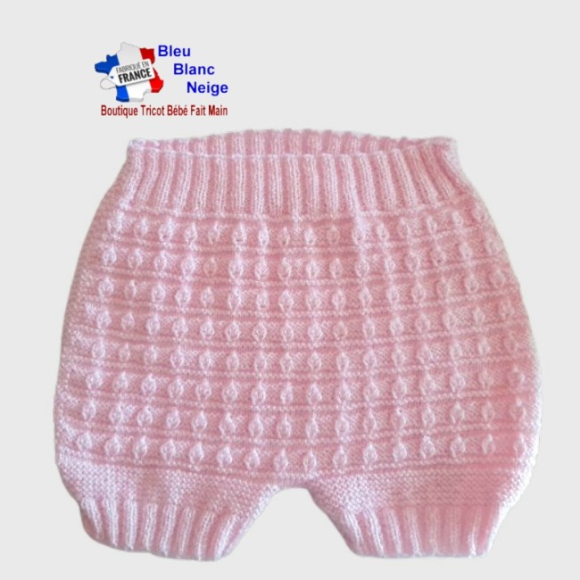 Ensemble bébé 6 mois - Brassière Bloomer et chaussons - tricoté main - modèle layette cadeau de naissance Ensemble bébé layette tricotée main