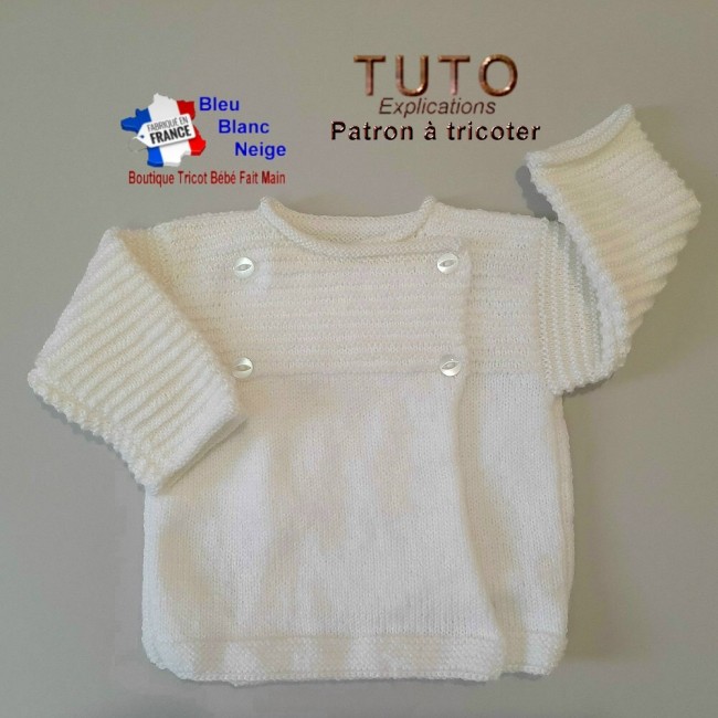 Patron tricot bébé – 1 mois - PDF - ensemble Brassière bonnet chaussons - modèle layette à tricoter - cadeau de naissance Patron à tricoter modèle tricot bébé