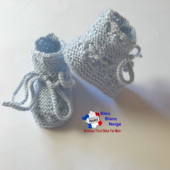 Bonnet chaussons bébé tricotés main