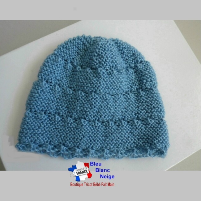Bonnet chaussons bébé tricotés main 