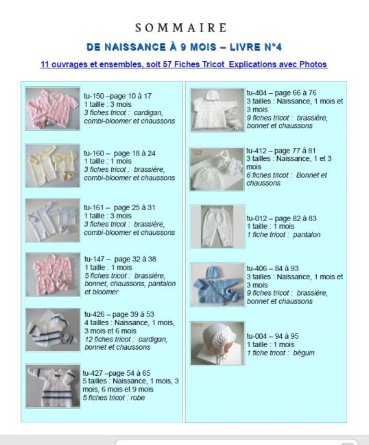 Livre tricot bébé en PDF - patrons à tricoter - layette tricotée main - tuto - explications à télécharger en PDF Livre tricot bébé en PDF