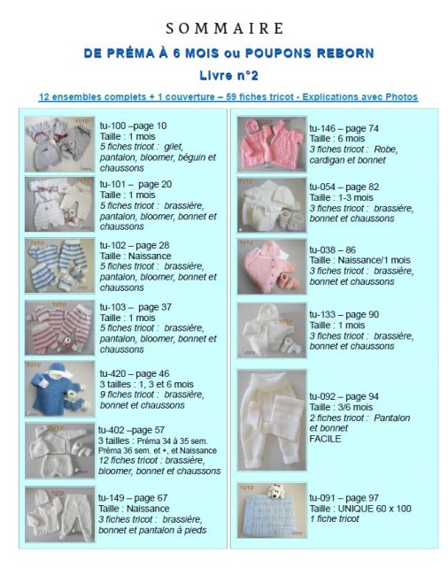 Livre tricot bébé en PDF