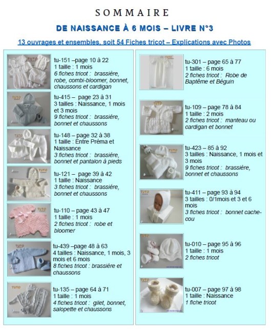 Livre tricot bébé en PDF