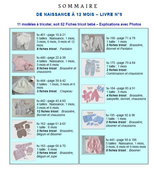 Livre tricot bébé en PDF