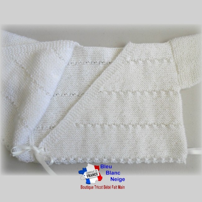 Brassière tricot bébé 1 mois en laine certifiée OEKO-TEX - tricotée main - cadeau de naissance Boutique vêtement layette tricotée main