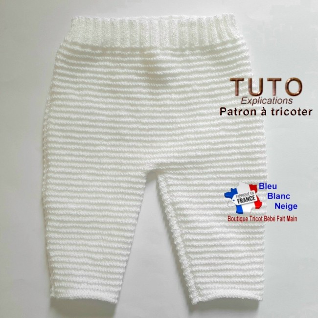 Patron tricot bébé – 3 mois - PDF - ensemble Brassière et pantalon - modèle layette à tricoter - cadeau de naissance Pantalon bébé patron à tricoter