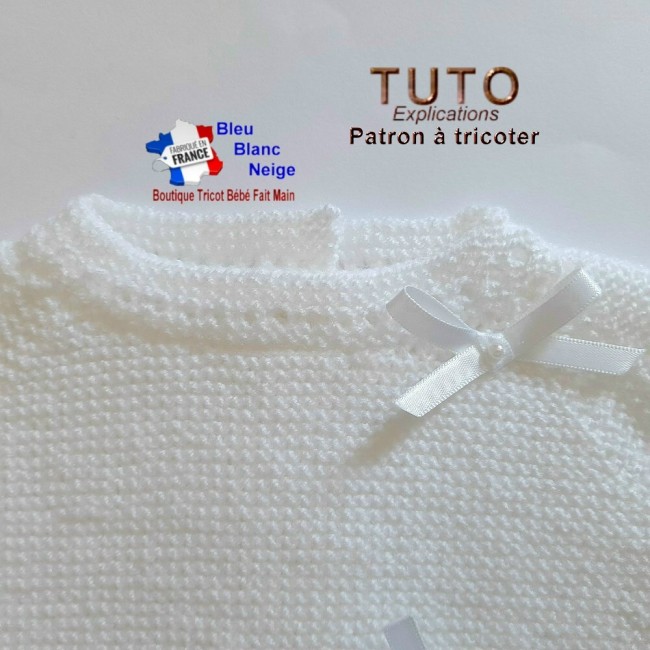 Patron tricot bébé – 1 mois - PDF - ensemble Brassière, Béguin et chaussons - modèle layette à tricoter - cadeau de naissance Patron à tricoter layette tricot bébé
