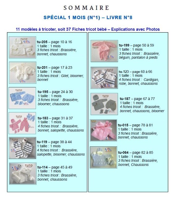 Livre tricot bébé en PDF - patrons à tricoter - layette tricotée main - tuto - explications à télécharger en PDF Livre tricot bébé en PDF
