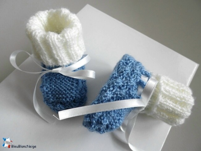 Bonnet chaussons bébé tricotés main