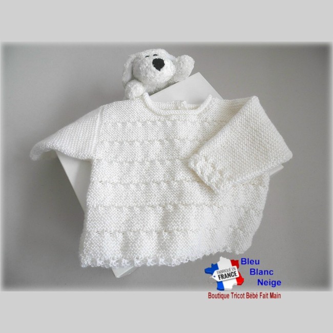 Brassière tricot bébé Naissance en laine certifiée OEKO-TEX - tricotée main - cadeau de naissance Brassière tricot bébé tricotée main