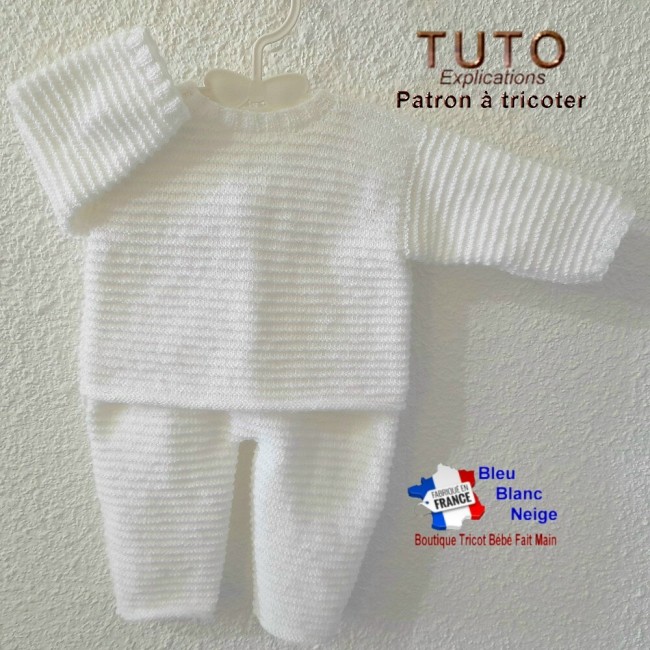 Patron tricot bébé – 1 mois - PDF - ensemble Brassière et pantalon - modèle layette à tricoter - cadeau de naissance Ensemble tricot bébé patron à tricoter