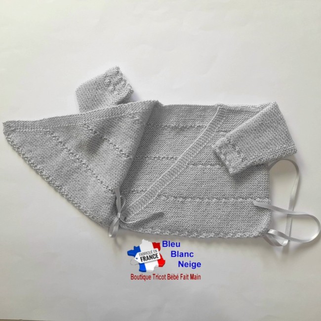 Brassière tricot bébé 1 mois Fille en laine certifiée OEKO-TEX - tricotée main - cadeau de naissance Brassière tricot bébé layette tricotée main