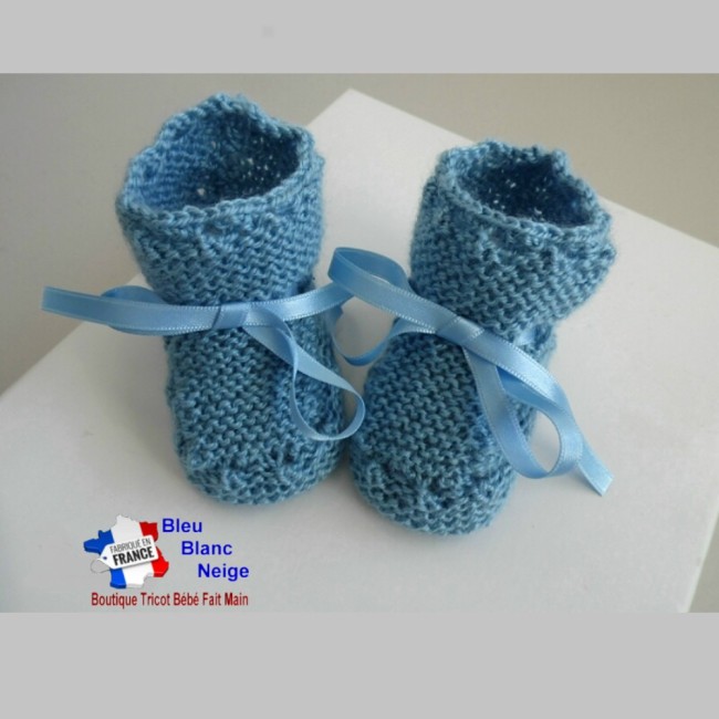 Bonnet chaussons bébé tricotés main 