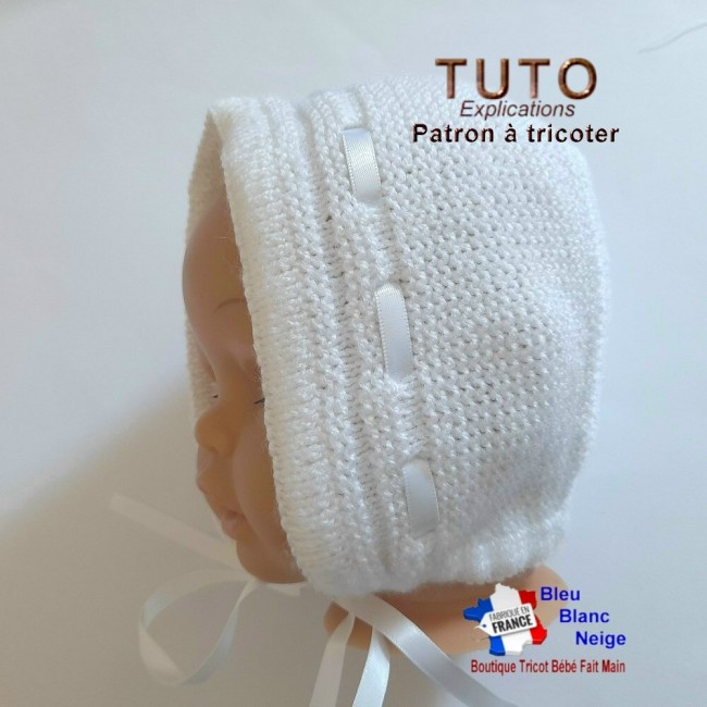 Patron tricot bébé – 1 mois - PDF - ensemble Brassière, Béguin et chaussons - modèle layette à tricoter - cadeau de naissance Patron à tricoter layette tricot bébé